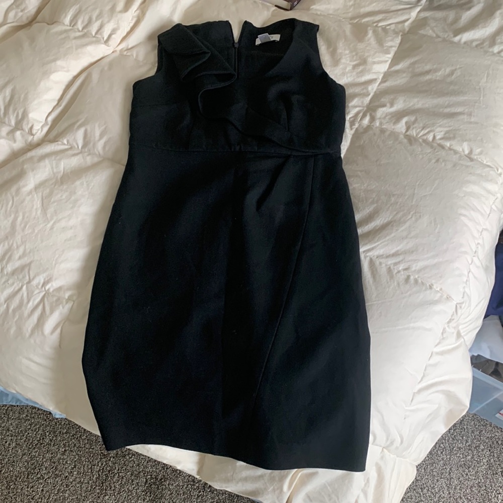 LOFT Petite Ruffled Black Dress